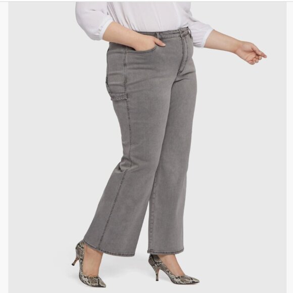 NYDJ 'Teresa' High Waist Grey Wash Utility Wide Leg Jean - Size 20W - Picture 1 of 9